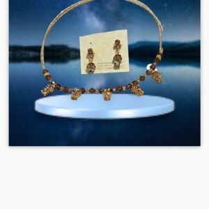 2 pc Swarofski  Ab Bronze Crystal Set-Glistening Elegance Set on Gold Accents